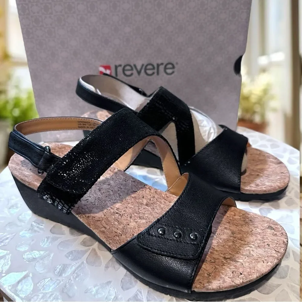 NEW REVERE GRENADA ORTHOTIC 3 Point Adjustable STRAP Supportive Wedge Sz 9 EU 40